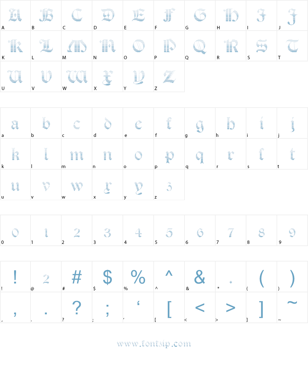 Salterio Gradient Font Character